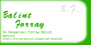 balint forray business card