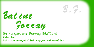 balint forray business card